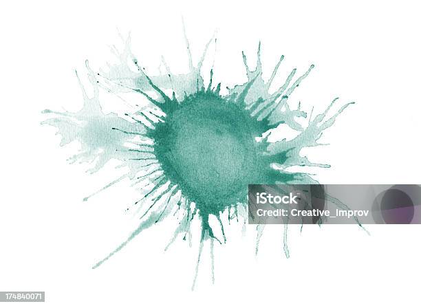Teal Watercolor Splatter Stock Illustration - Download Image Now - Abstract, Art, Art And Craft