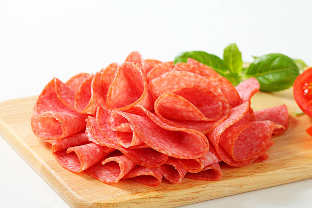 istock Sliced Italian salami on a cutting board 174840082