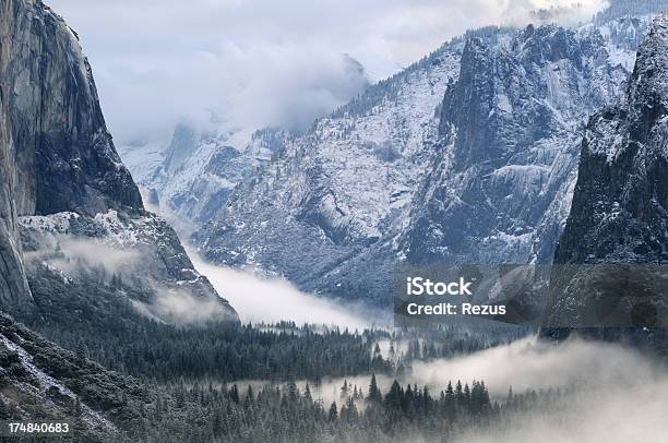 Misty Morning In Yosemity Valley Stock Photo - Download Image Now - Beauty In Nature, Blue, California