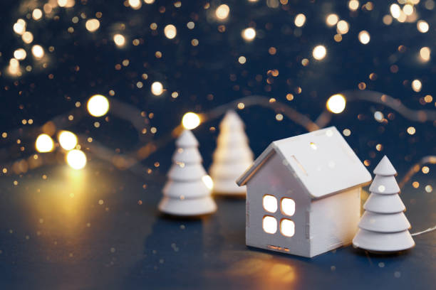istock Christmas decorations with garland on dark background 1748408378