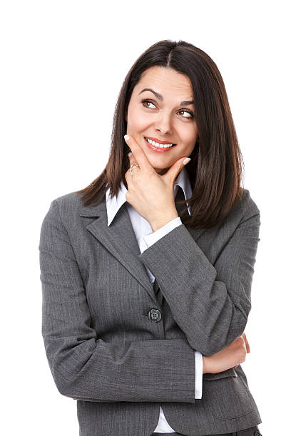 istock Beautiful young businesswoman thinking 174840894