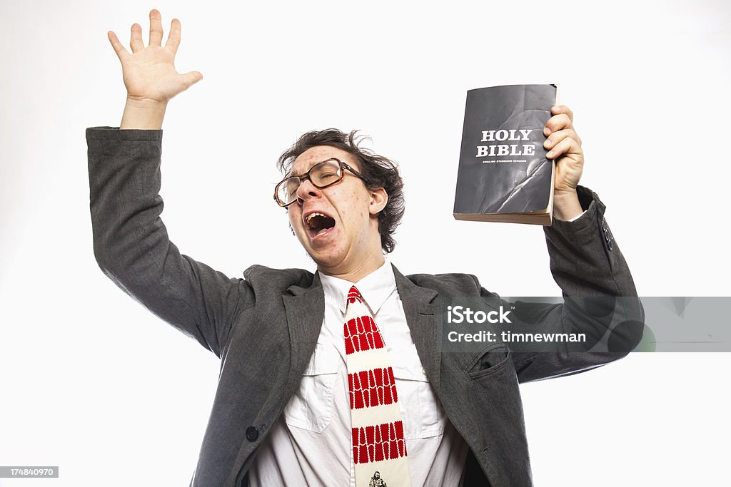 Drôle Gospel Prédicateur Bible tenant homme prêcher Church - Photo de Hommes libre de droits