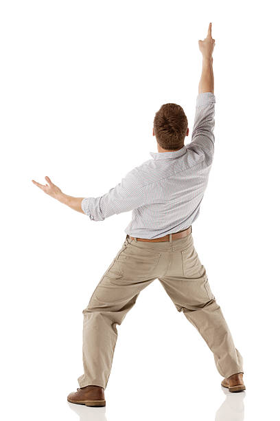 istock Rear view of a man pointing upward 174841879