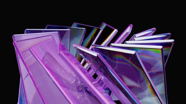 istock Modern 3D science and tech concept. Rotating glass screens. 1748421199