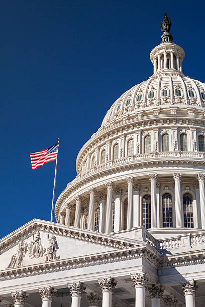 議事堂とアメリカの国旗 - capitol hill voting dome state capitol building ストックフォトと画像