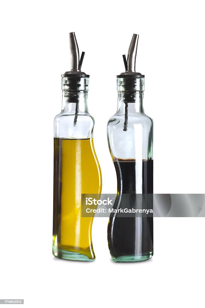 Garrafas de azeite e vinagre, com Traçado de Recorte - Foto de stock de Galheta royalty-free