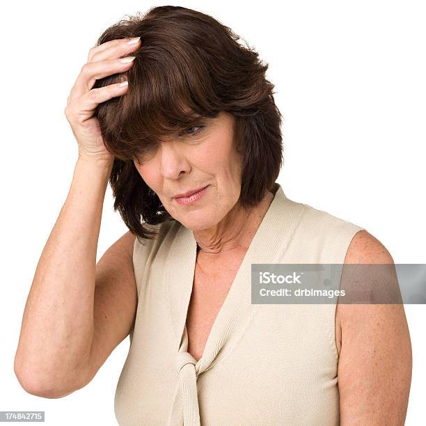 Sovraccaricato Stressato Donna Matura - Fotografie stock e altre immagini di 50-54 anni - 50-54 anni, 55-59 anni, Abbigliamento casual