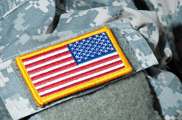 applicazione con bandiera degli stati uniti-primo piano - special forces teamwork loyalty order foto e immagini stock
