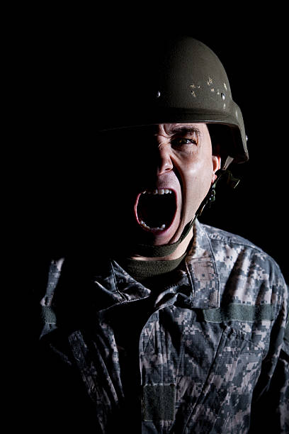 istock Screaming Soldier on Kevlar Helmet 174843508
