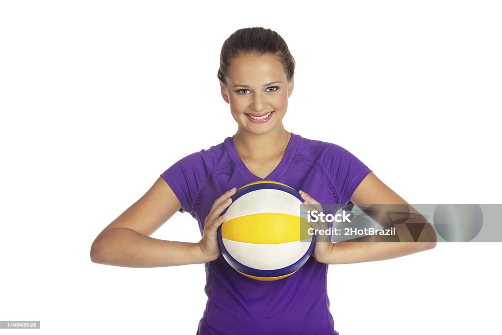 Jovem Menina segurando na mão de Voleibol - Royalty-free Segurar Foto de stock