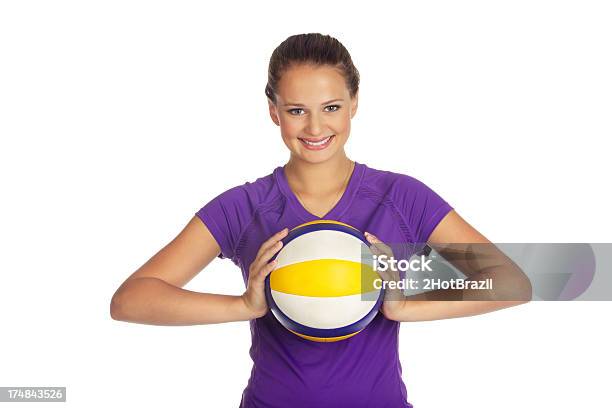 Jovem Menina Segurando Na Mão De Voleibol - Fotografias de stock e mais imagens de Segurar - Segurar, Esfera, Meninas Adolescentes