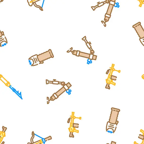 Vector illustration of weapon war gun military vector seamless pattern