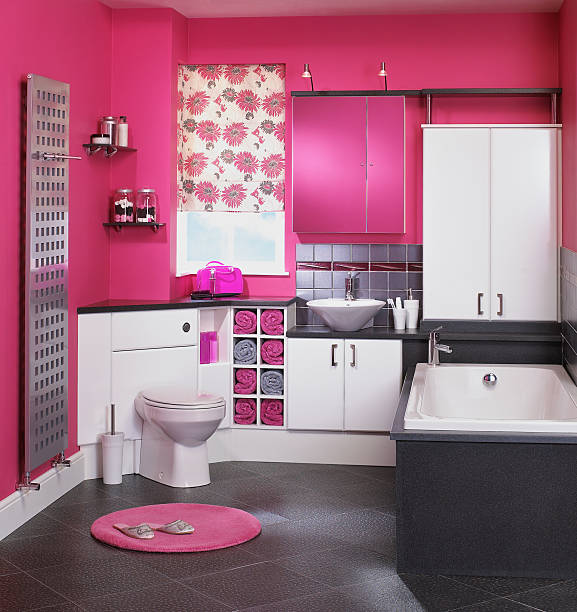Interior of pink bathroom