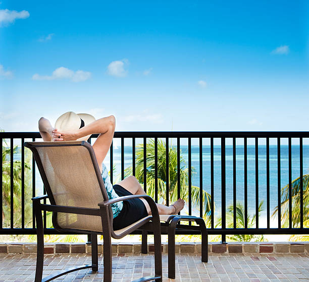 istock Tropical Beach Vacation Room view in Hotel Resort Balcony 174845243