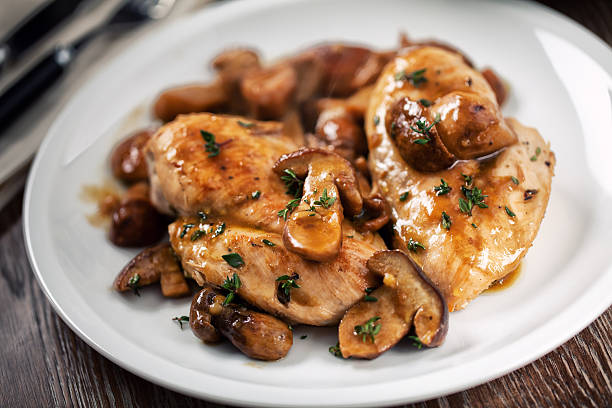 Grilled chicken breast with mushrooms