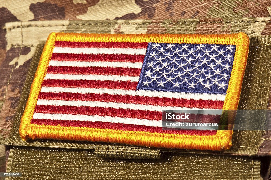 アメリカ国旗のクローズアップのパッチ - アメリカ合衆国のロイヤリティフリーストックフォト