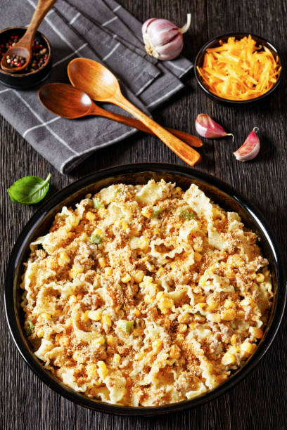 istock Creamy Corn Casserole with Sausage in baking dish 1748456046