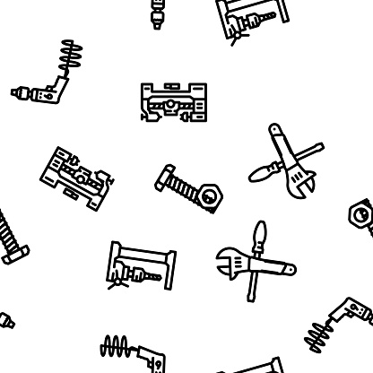Engineering Tool Work Equipment Vector Seamless Pattern Stock ...
