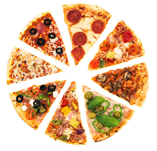 Pizza assortment Different pizza slices aluxum stock pictures, royalty-free photos & images