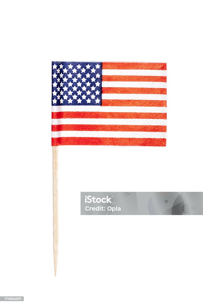 American paper flag American paper toothpick flag. Nice paper texture. Isolated on white. American Flag Stock Photo