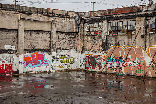 istock Street Art on Wall Graffiti in Broken down building 174846718