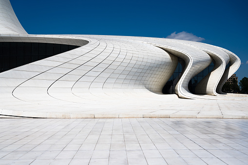 Heydar Aliyev conference centre in Baku, Azerbaijan designed by designed by Iraqi-British architect Zaha Hadid.