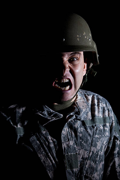 istock Screaming Soldier on Kevlar Helmet 174847406