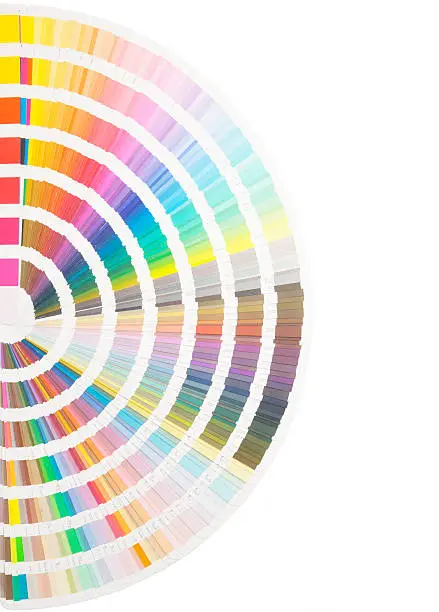 Photo of Strips of paint sample colors forming a circle