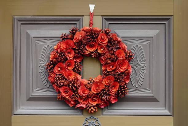 istock Christmas wreath on the door 1748475479