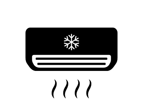 Air con icon, air conditioning symbol on white background