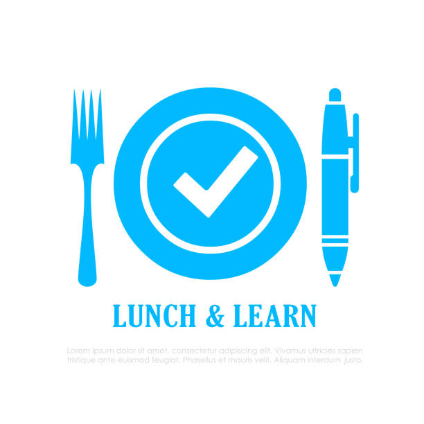 Lunch and learn vector icon Lunch and learn vector icon isolated on white background lunch and learn flyer stock illustrations