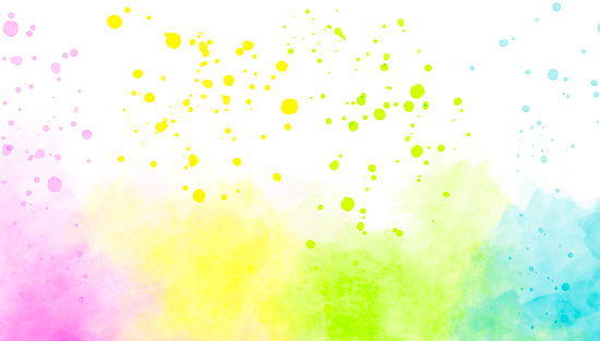 Abstract Watercolor Background Painting with Splashing Droplets - Pastel Colors