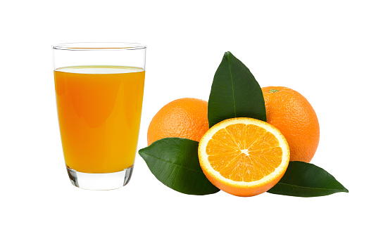 Glass of orange juice isolated on white -clipping path