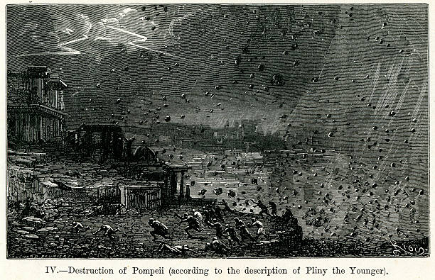 zerstörung von pompeji - aktiver vulkan stock-grafiken, -clipart, -cartoons und -symbole