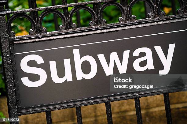 Subway Sign At Entrance To Station In New York City Stock Photo - Download Image Now