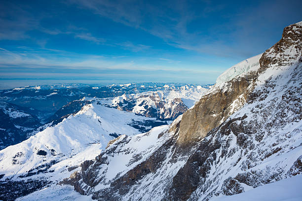 góry europy, widok z jungfraujoch - winter chalet snow residential structure zdjęcia i obrazy z banku zdjęć