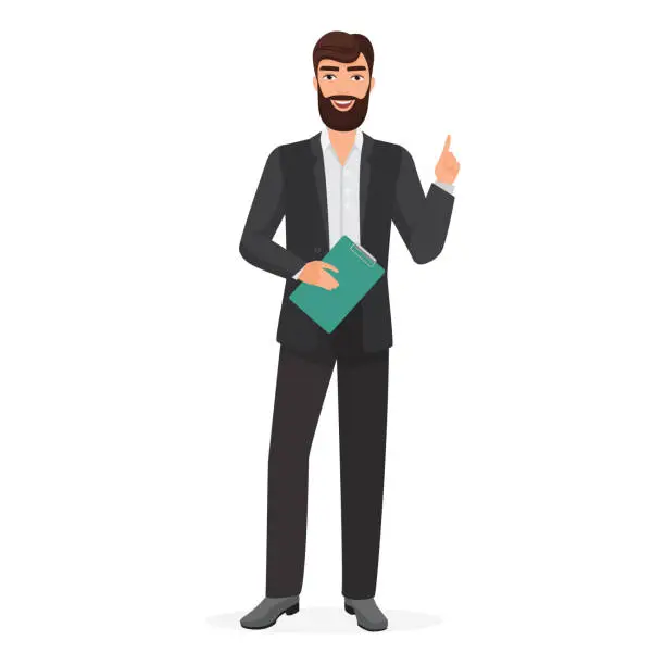 Vector illustration of Businessman with pointing finger gesture