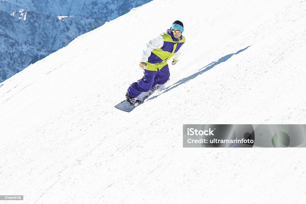 Vai downhill Atleta de snowboard - Royalty-free Adulto Foto de stock