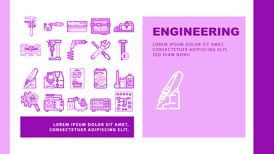 Tools Header Photo Engineering Tool Work Equipment Landing Header Vector Stock ...