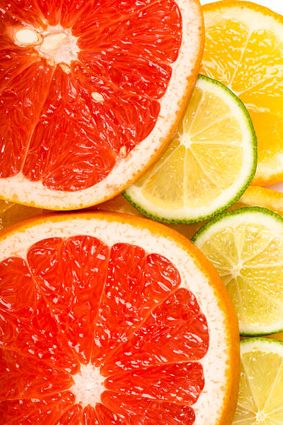 fatias de toranja - lemon textured peel portion - fotografias e filmes do acervo