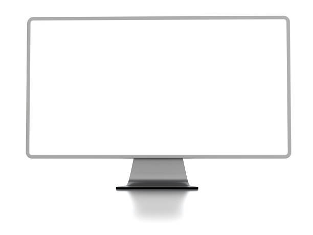 Modern computer monitor Modern thin frame computer monitor mockup on white background desktop pc stock pictures, royalty-free photos & images