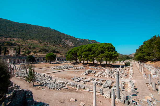 la biblioteca di celso, efeso, turchia - celsius library foto e immagini stock