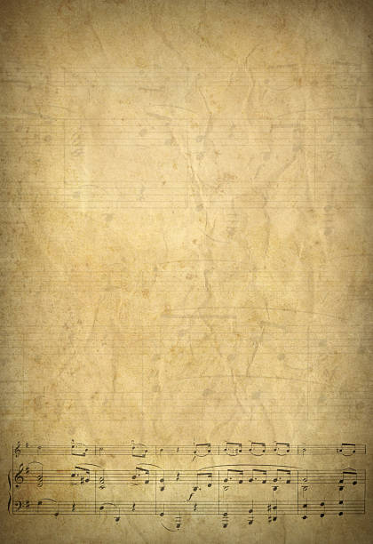 istock Music border on old paper background 174849548