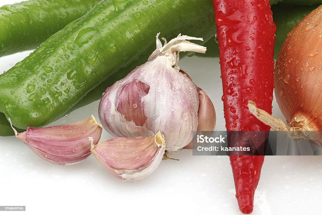 Красный, зеленый перец, лук, Чеснок - Стоковые фото Антиоксидант роялти-фри
