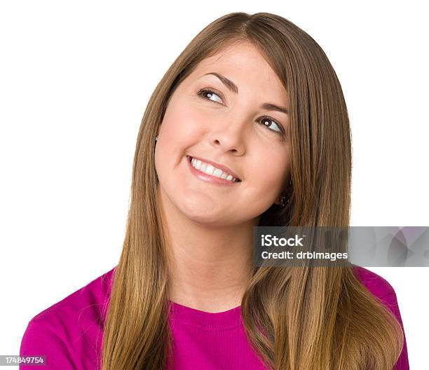 Smiling Young Woman Looking Up Stock Photo - Download Image Now - 18-19 Years, 20-24 Years, 20-29 Years