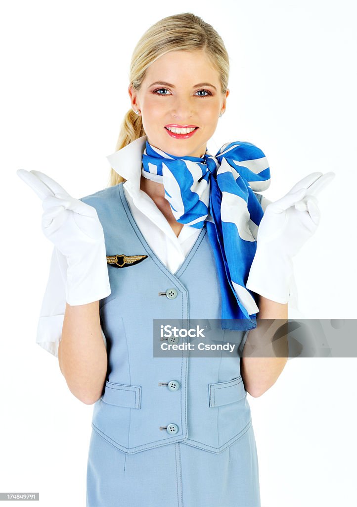 Joven hermosa mostrando el camarero extits vuelo - Foto de stock de 20 a 29 años libre de derechos
