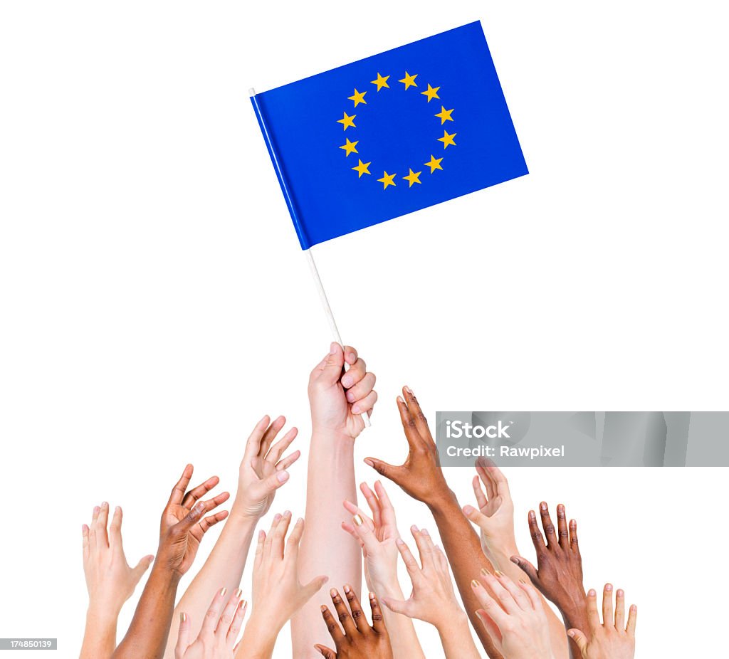 Флаг Европейского союза - Стоковые фото Белый фон роялти-фри