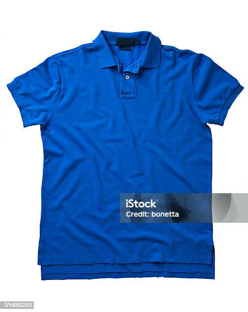 Front Of A Clean Blue Polo Tshirt Stock Photo - Download Image Now - Blue, Casual Clothing, Clipping Path