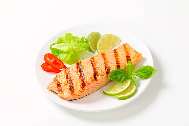 istock Grilled salmon steak on a plate 174850891