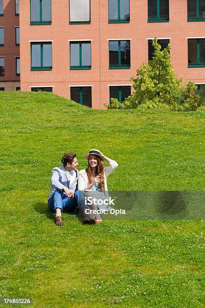 Casal Jovem Sentada Na Relva - Fotografias de stock e mais imagens de 20-24 Anos - 20-24 Anos, 20-29 Anos, 25-29 Anos